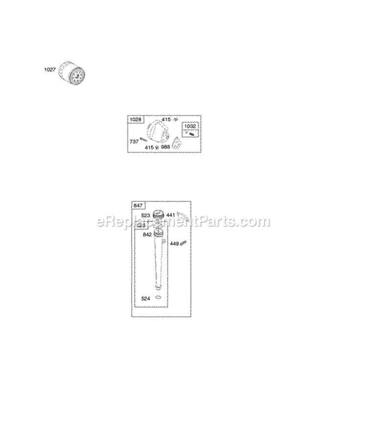Lubrication Diagram and Parts List for 42E707-2631-E2  Briggs and Stratton Engine